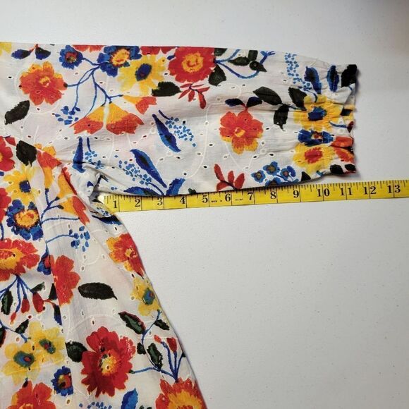 Intro Cotton Floral Print Eyelet Embroidered Women's Button Down Top NEW - Picture 11 of 11